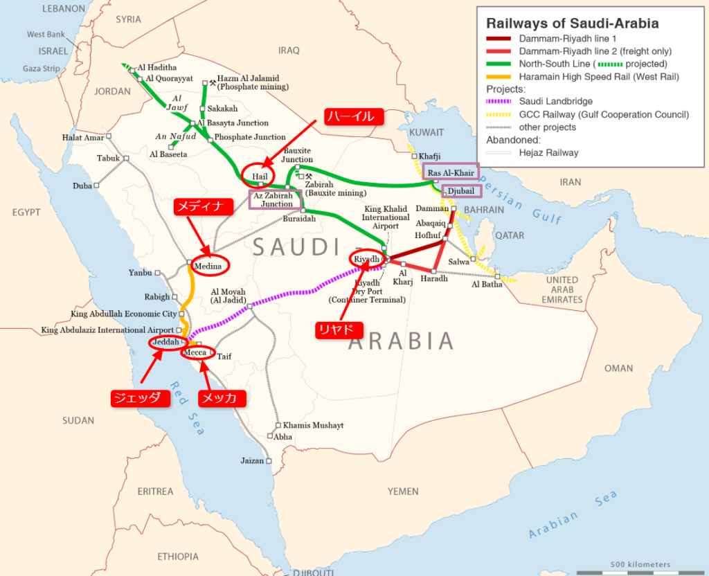 サウジアラビア鉄道マップ